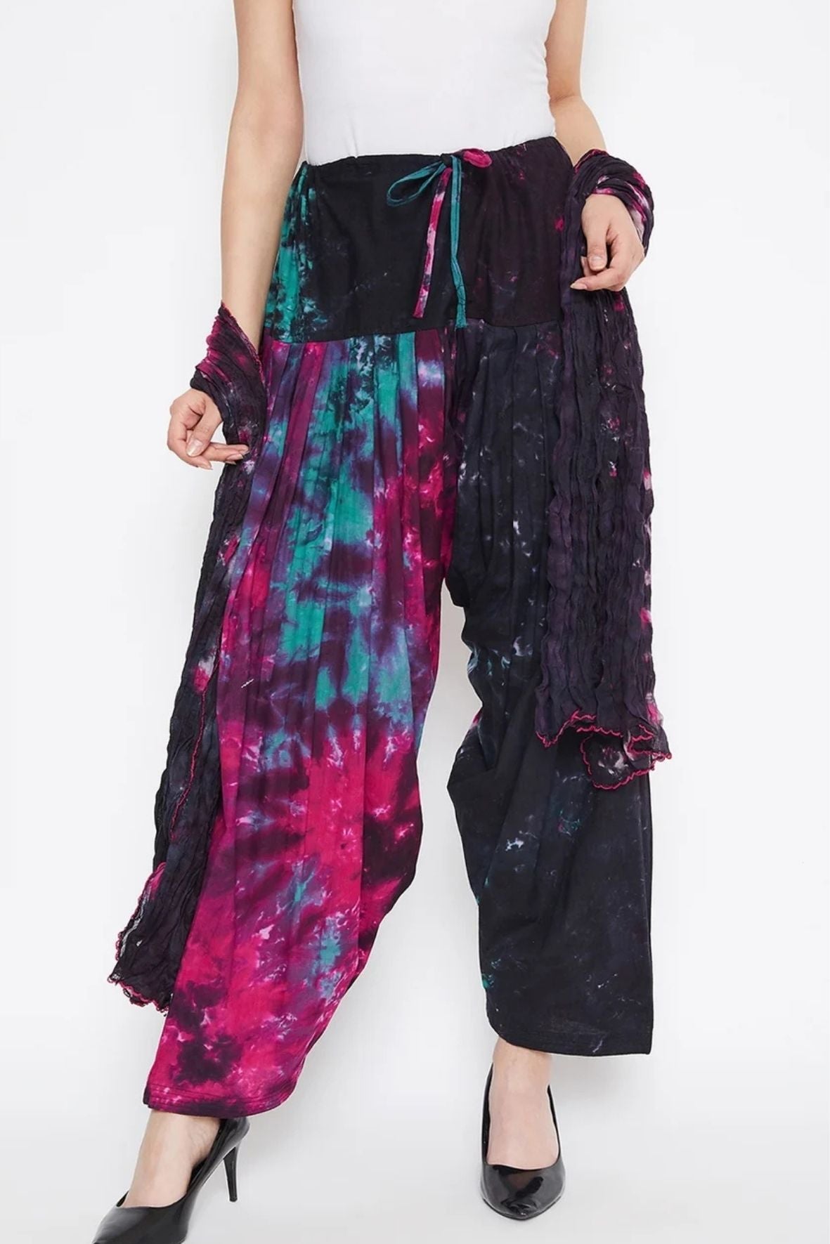 Tie & Dye Printed Cotton Patiala with Dupatta