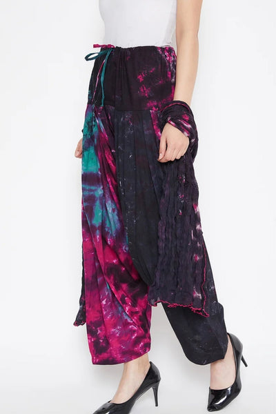 Tie & Dye Printed Cotton Patiala with Dupatta