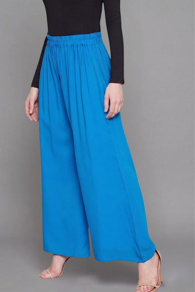 Sky Blue Plain Rayon Palazzo