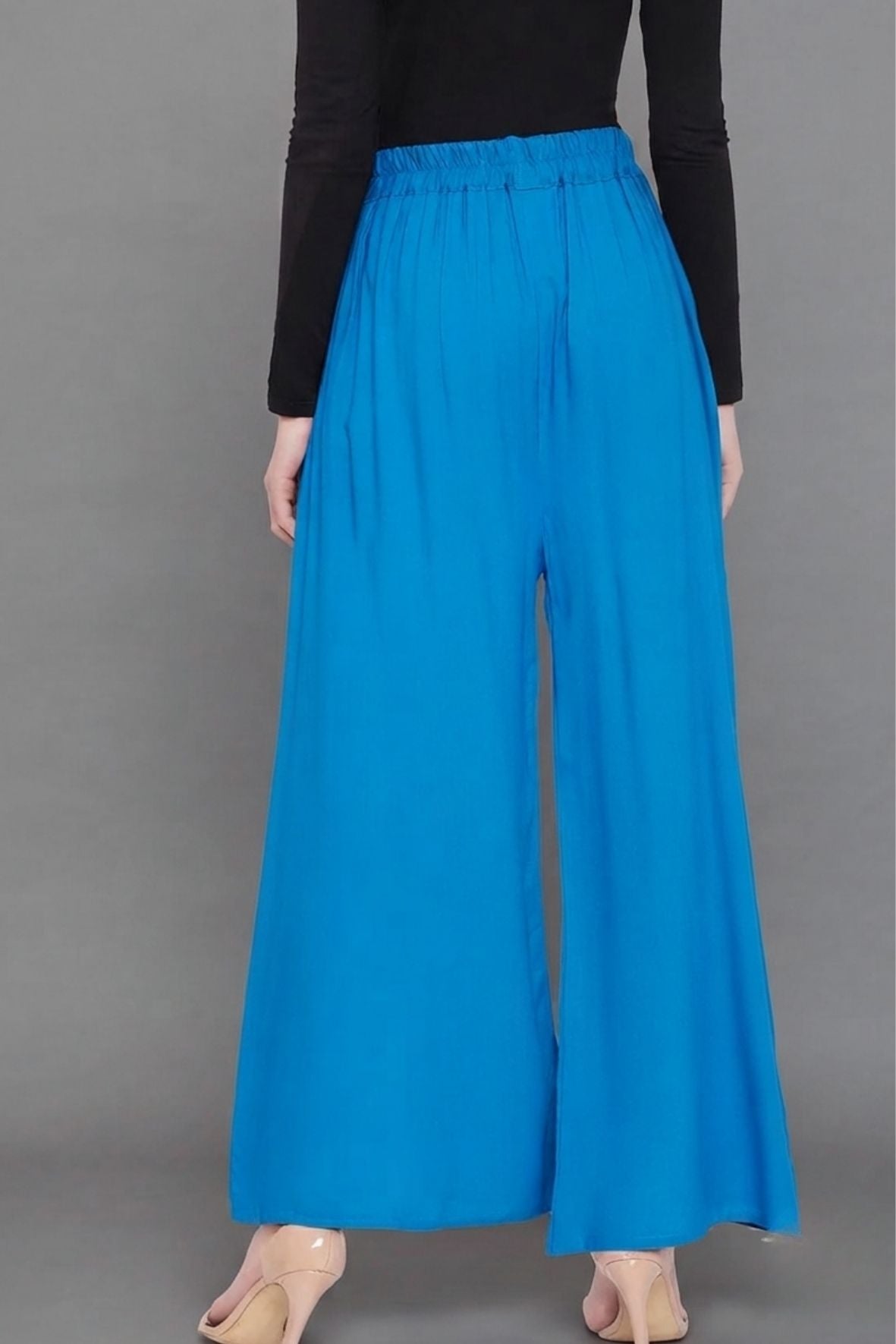 Sky Blue Plain Rayon Palazzo