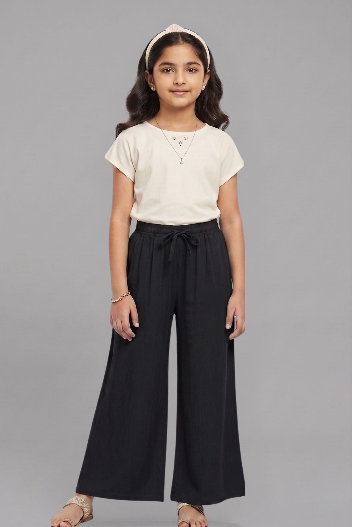 Kids Black Rayon Palazzo