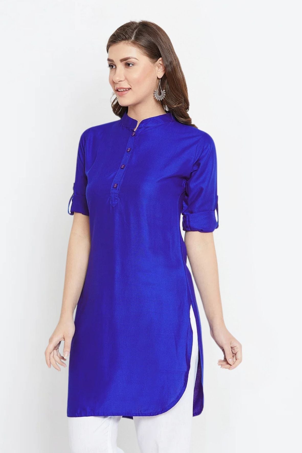 Royal Blue Solid Color Kurti
