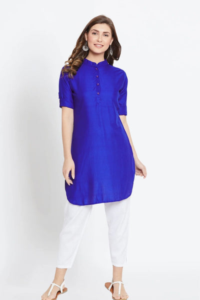 Royal Blue Solid Color Kurti