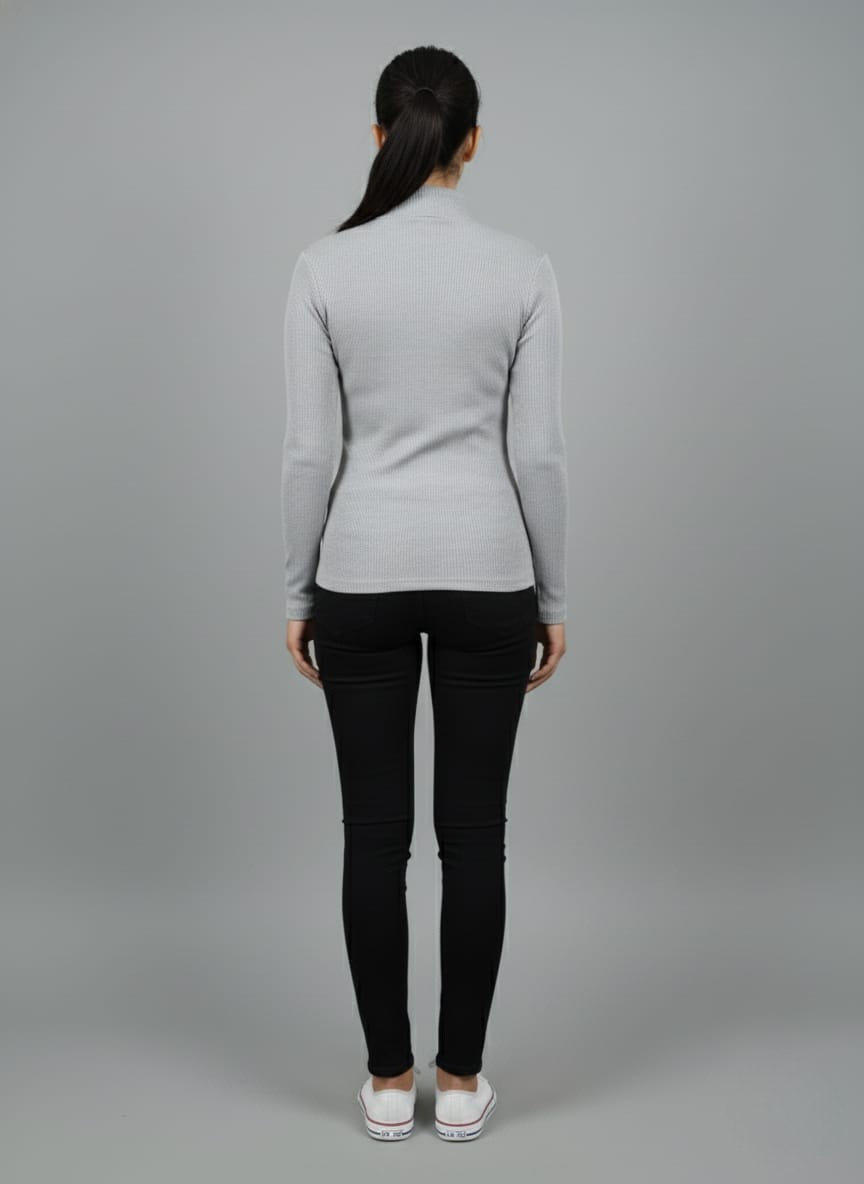 Grey Hi-Neck Crop Top for Women