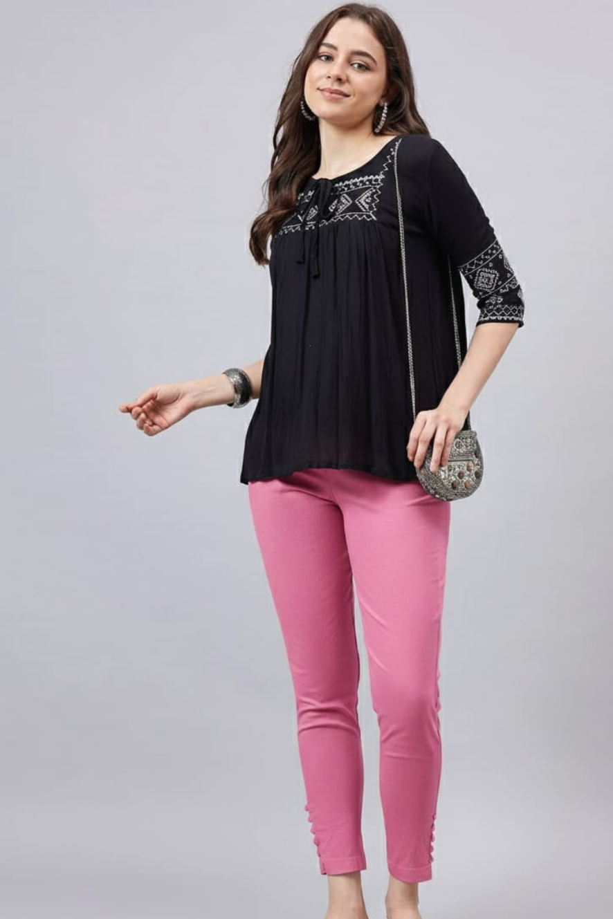 Baby Pink Regular Fit Potli Pants