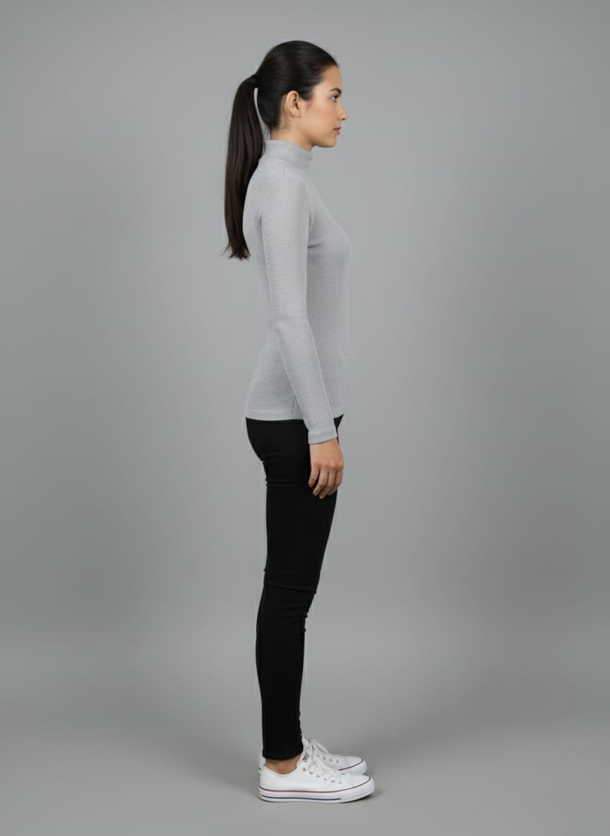 Grey Hi-Neck Crop Top for Women