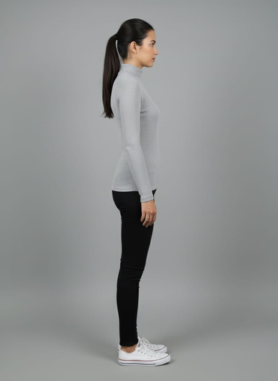 Grey Hi-Neck Crop Top for Women