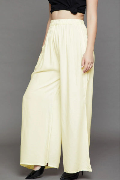 Off White Plain Rayon Palazzo