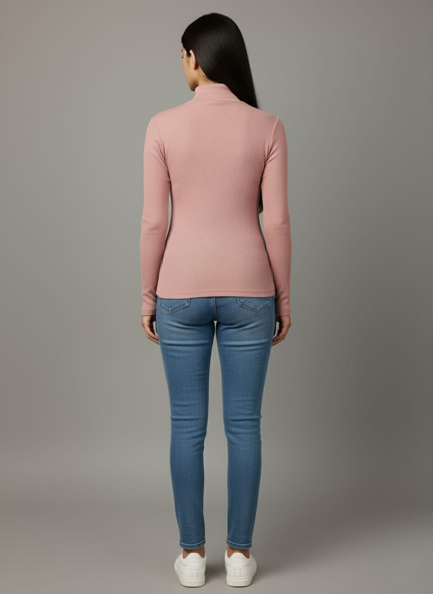 Peach Hi-Neck Crop Top for Women