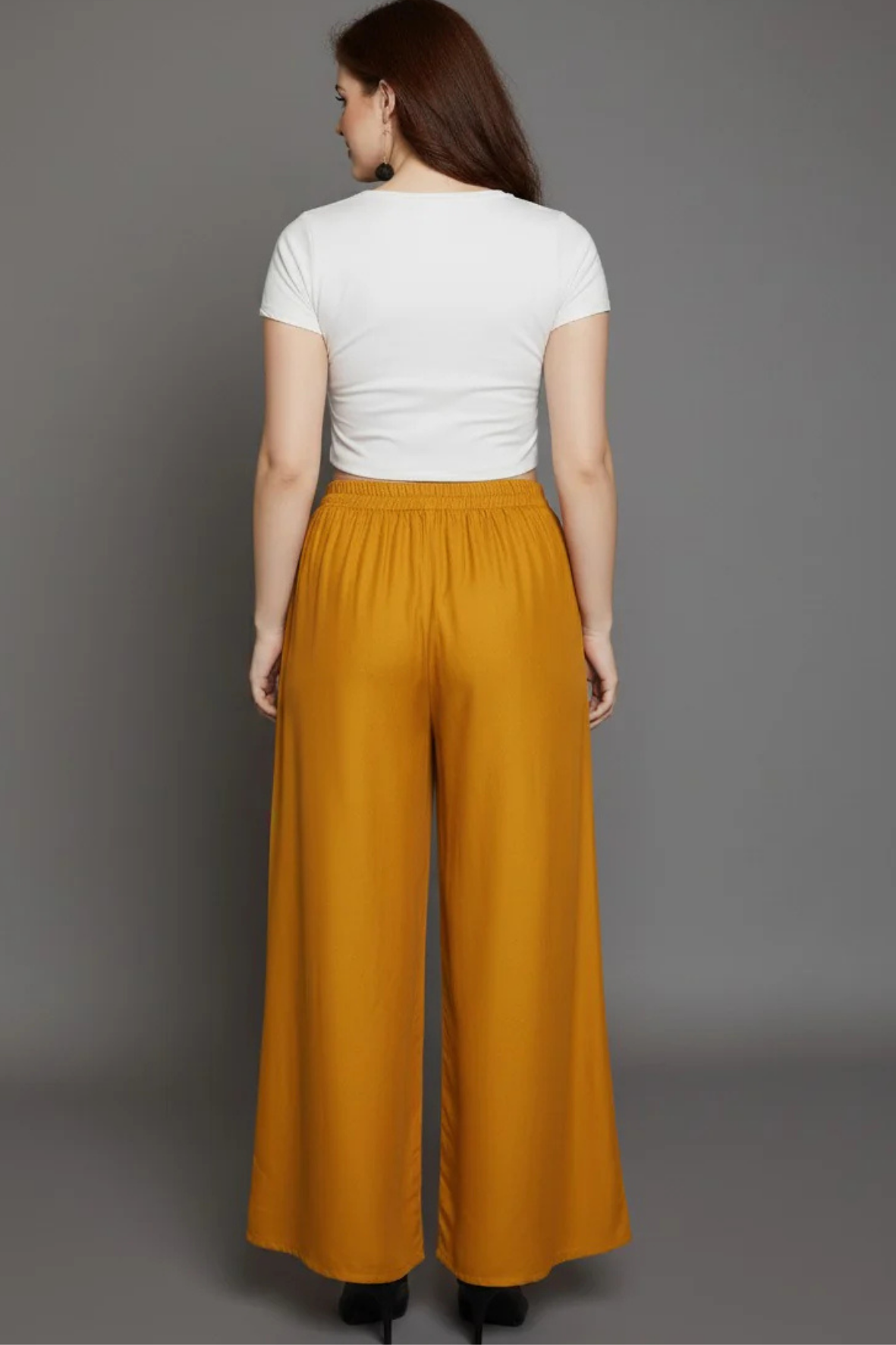 Mustard Plain Rayon Palazzo