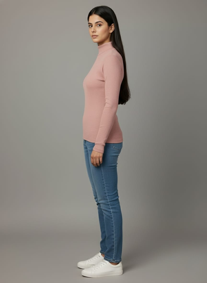 Peach Hi-Neck Crop Top for Women