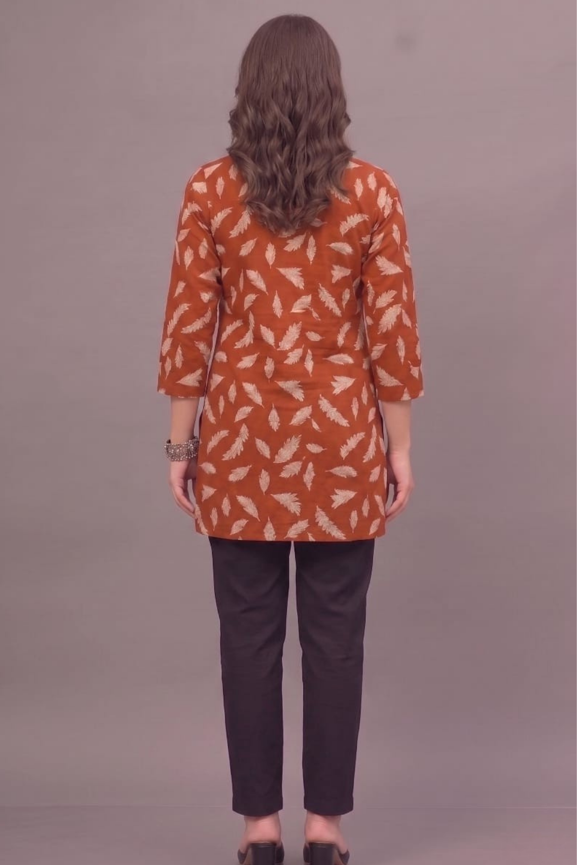 Autumn Leaf Cotton Short Printed Kurti