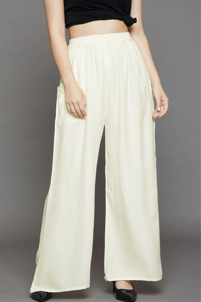 Off White Plain Rayon Palazzo