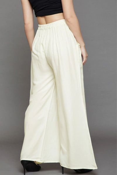 Off White Plain Rayon Palazzo