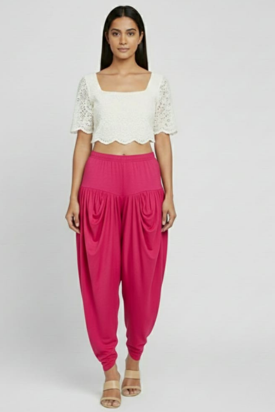 Pink Viscose Plain Dhoti
