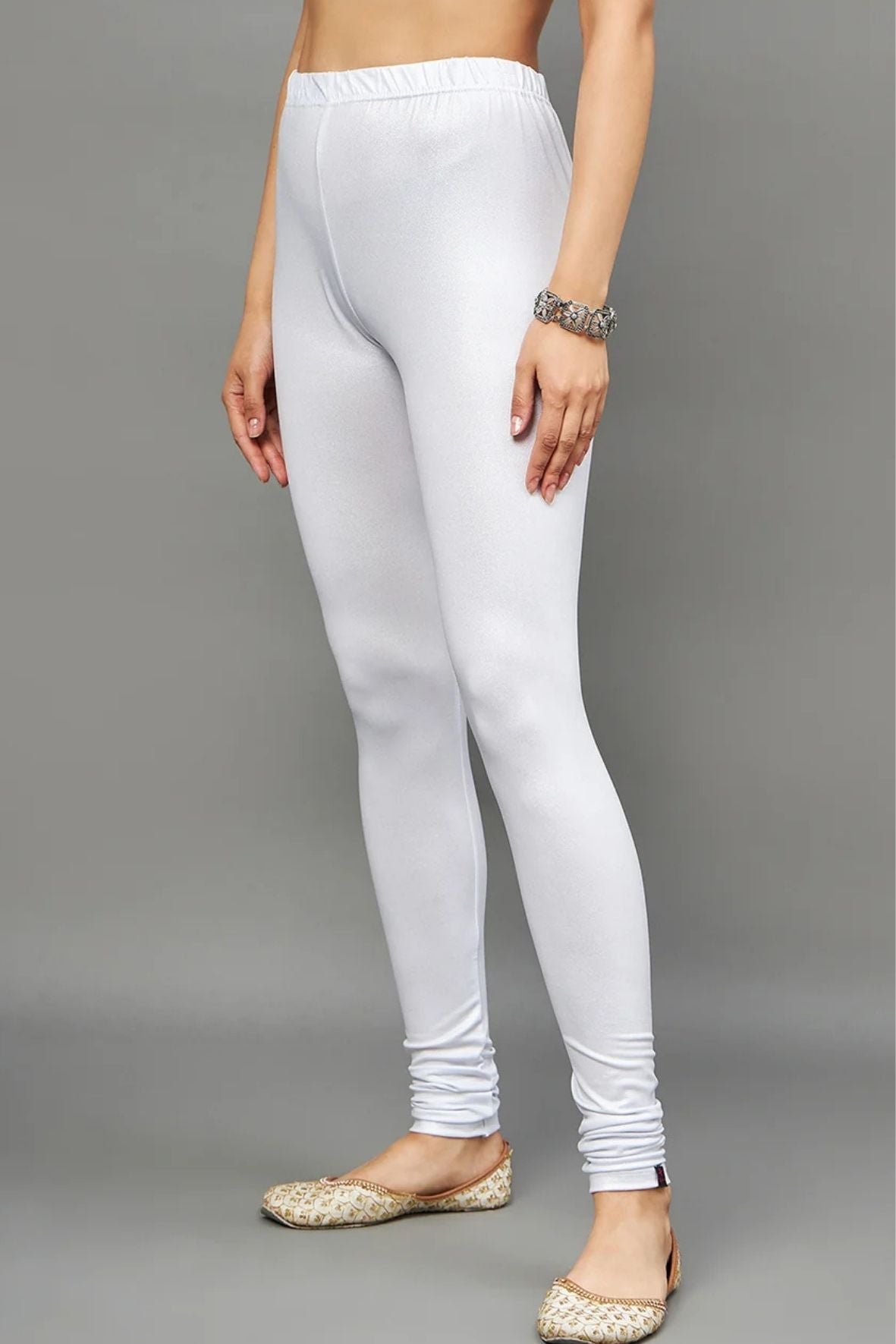 Silver Shimmer Leggings - Ankle Length