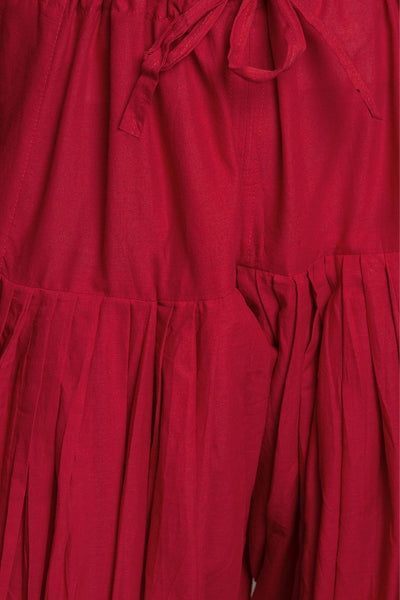 Red Cotton Plain  Patiala with Dupatta