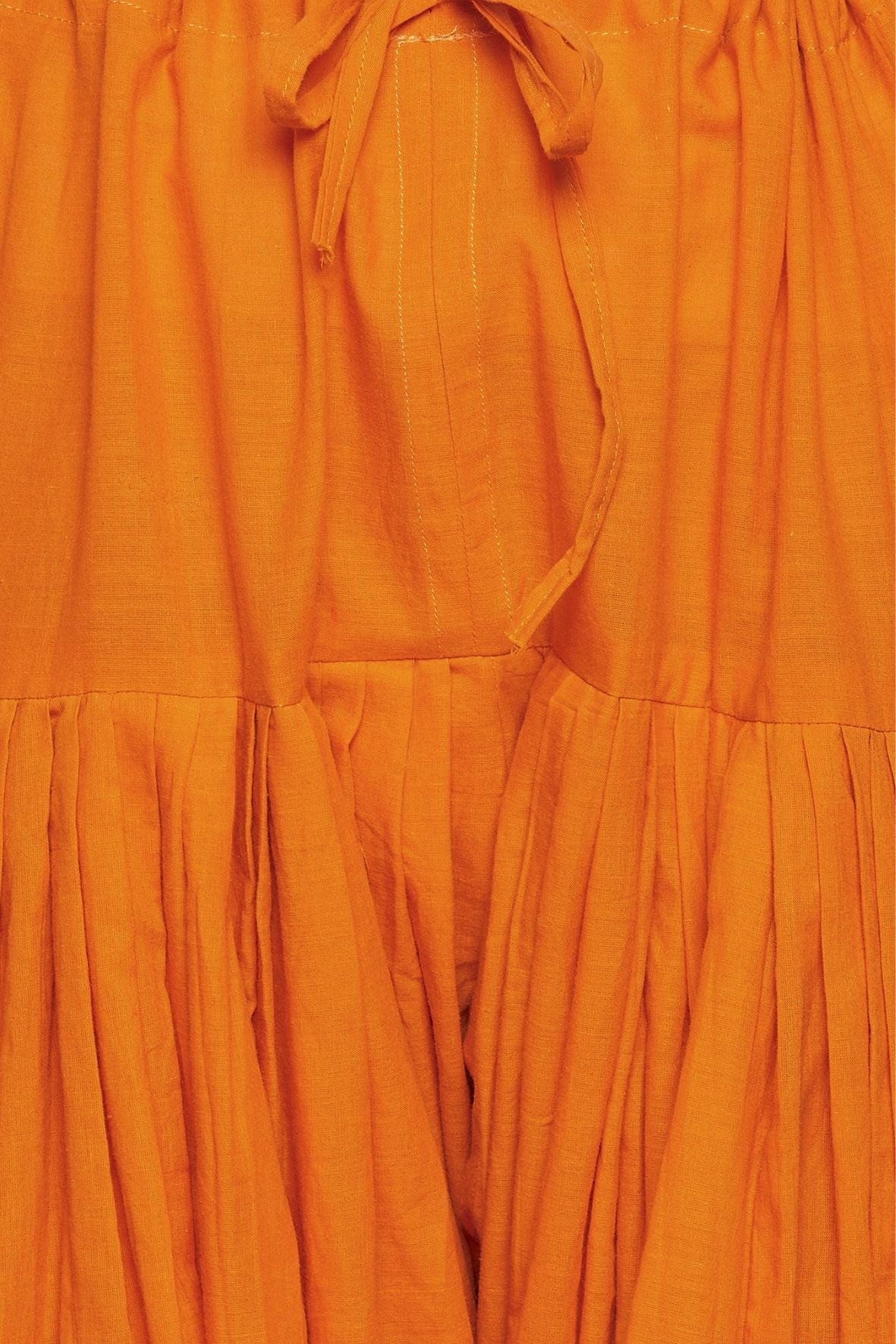 Orange Cotton Plain Patiala with Dupatta
