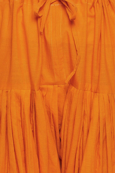 Orange Cotton Plain Patiala with Dupatta