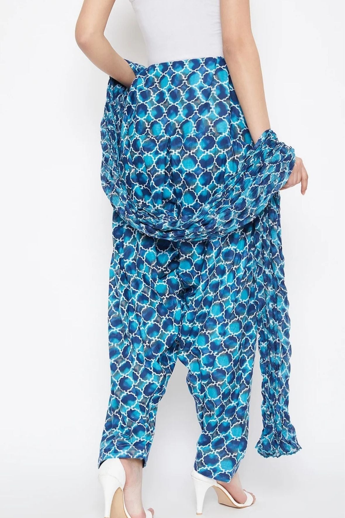 Pattern Printed Cotton Patiala With Dupatta