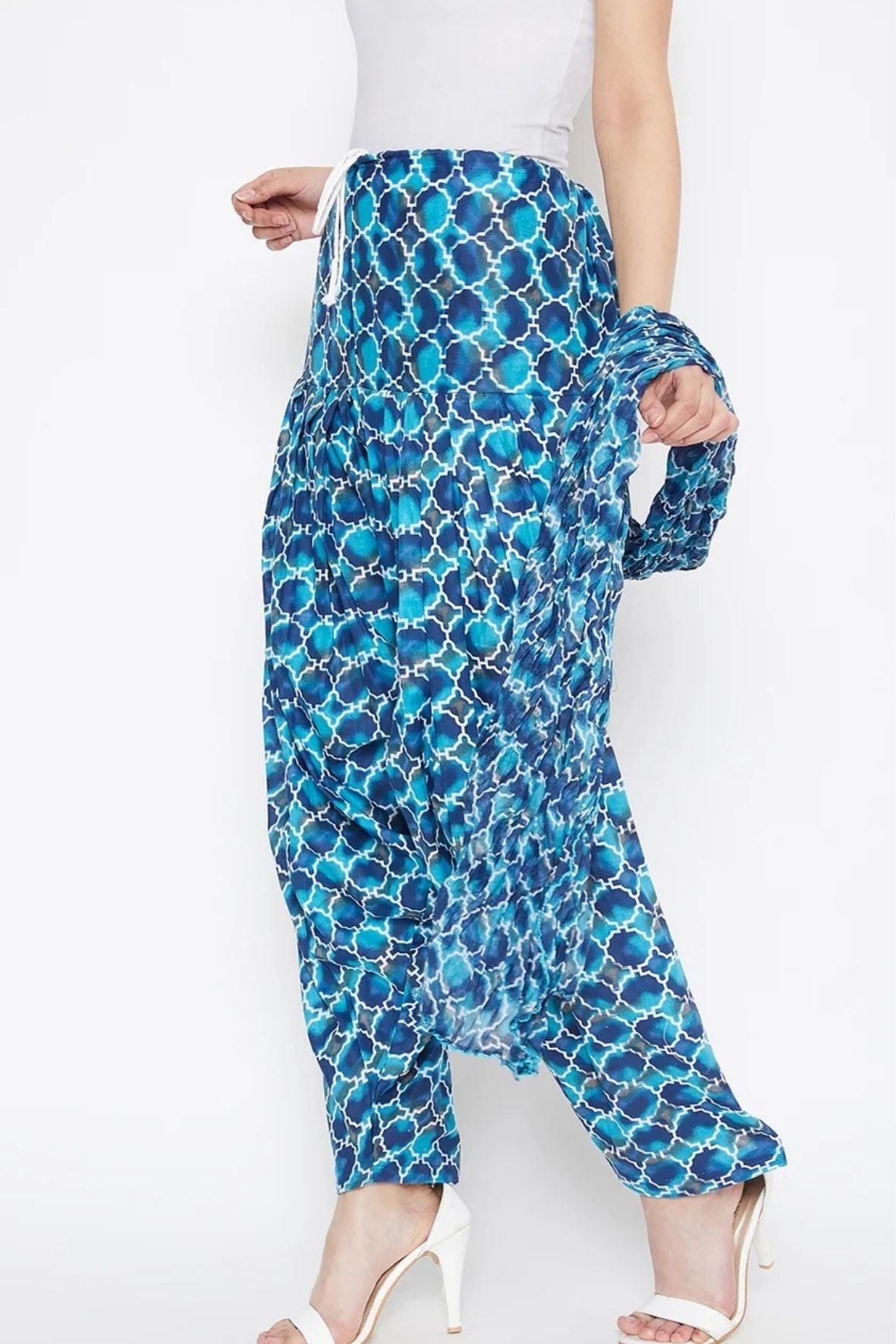 Pattern Printed Cotton Patiala With Dupatta