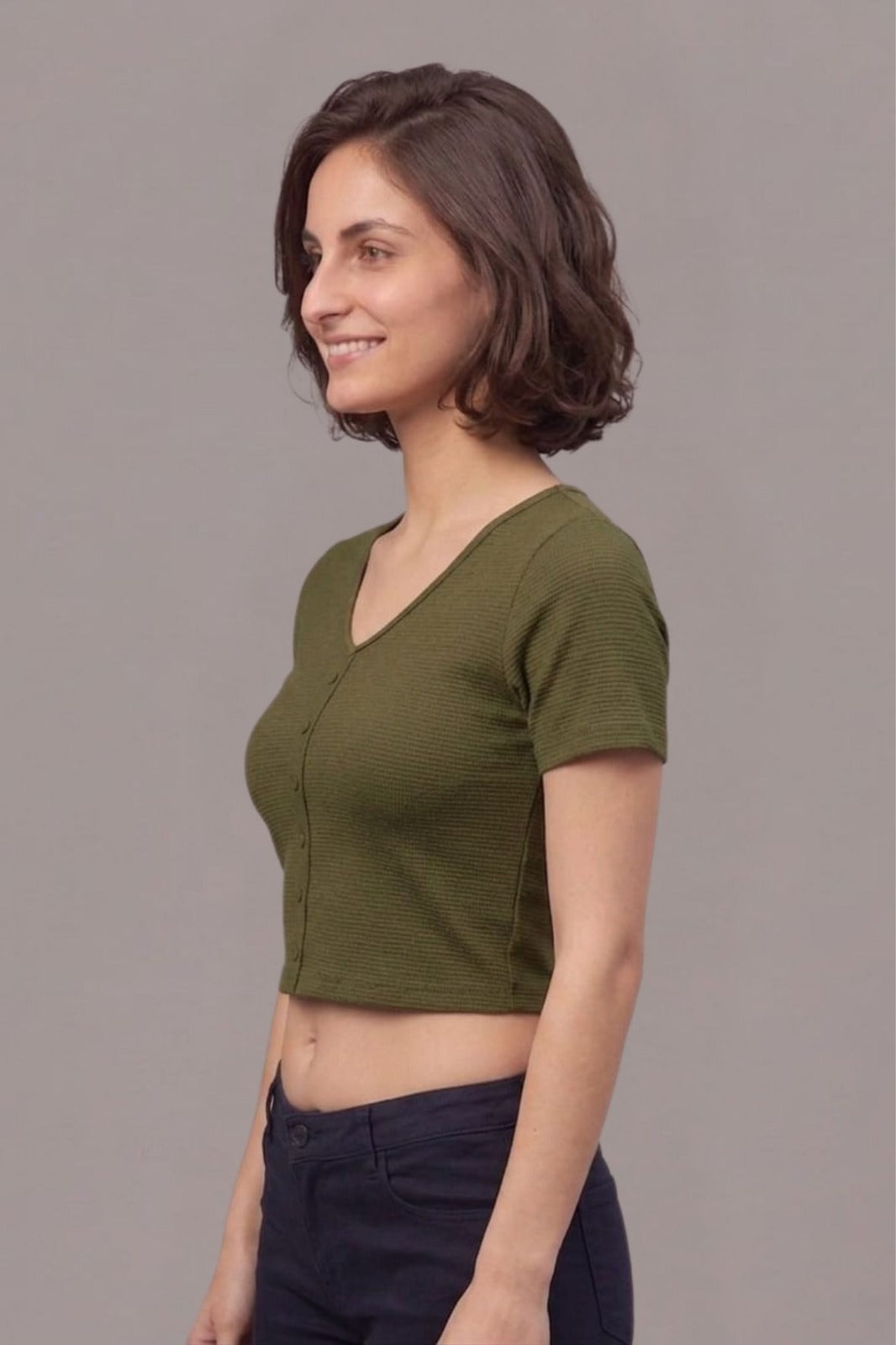 Green Fukuro Crop Top for Women