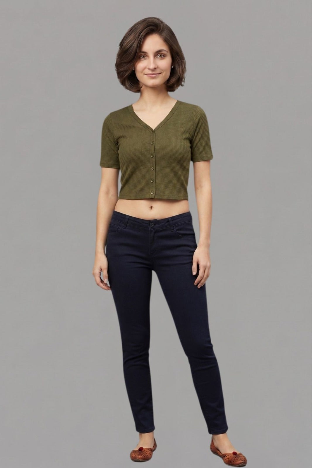 Green Fukuro Crop Top for Women