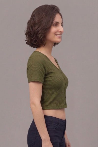 Green Fukuro Crop Top for Women