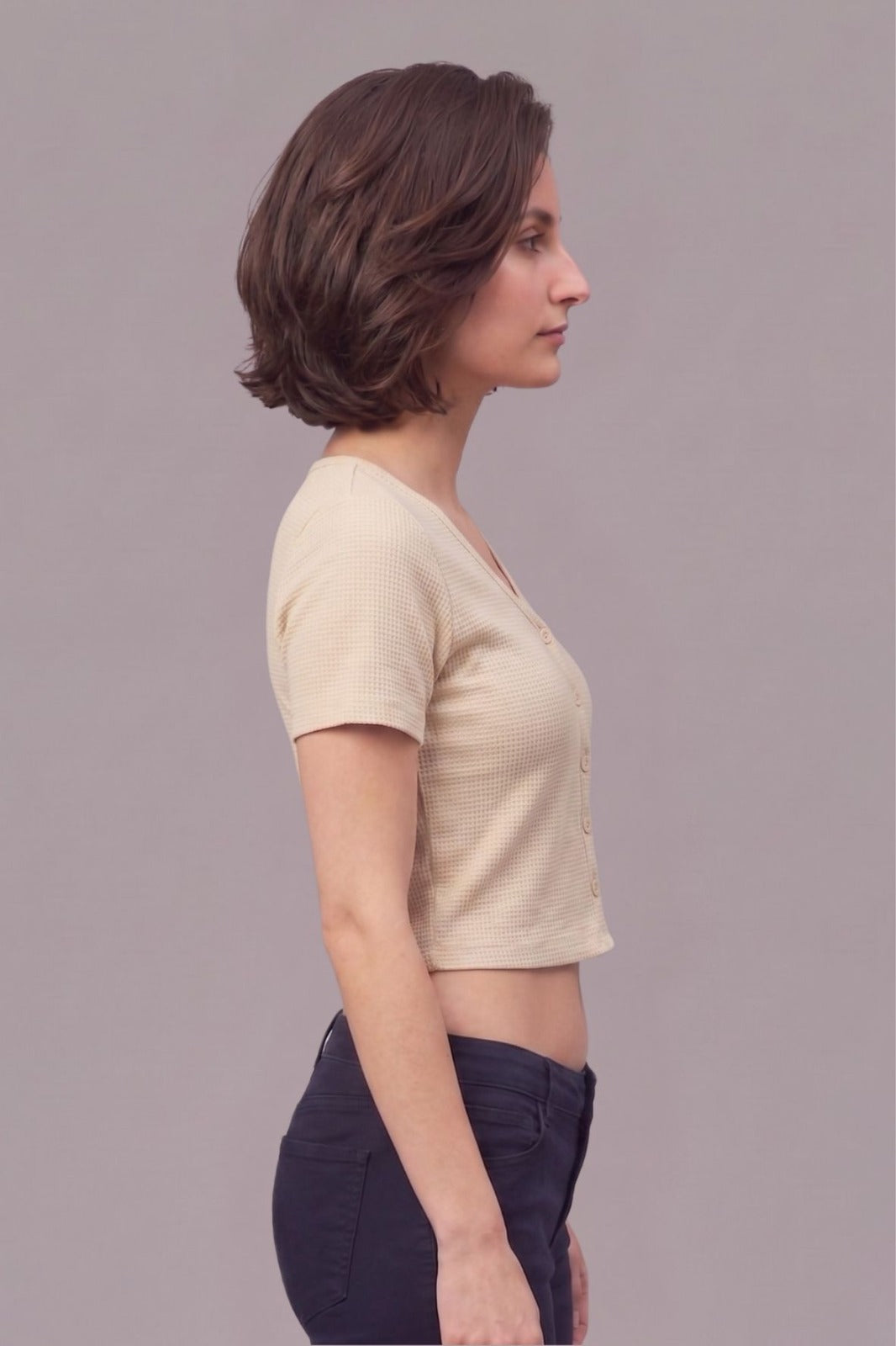 Cream Fukuro Crop Top for Women
