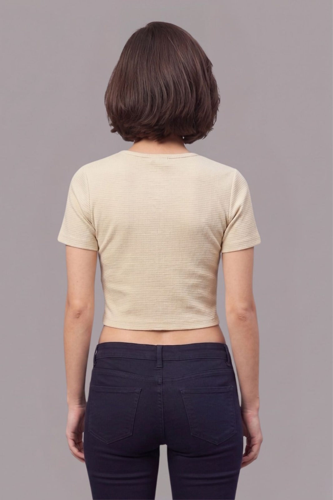 Cream Fukuro Crop Top for Women