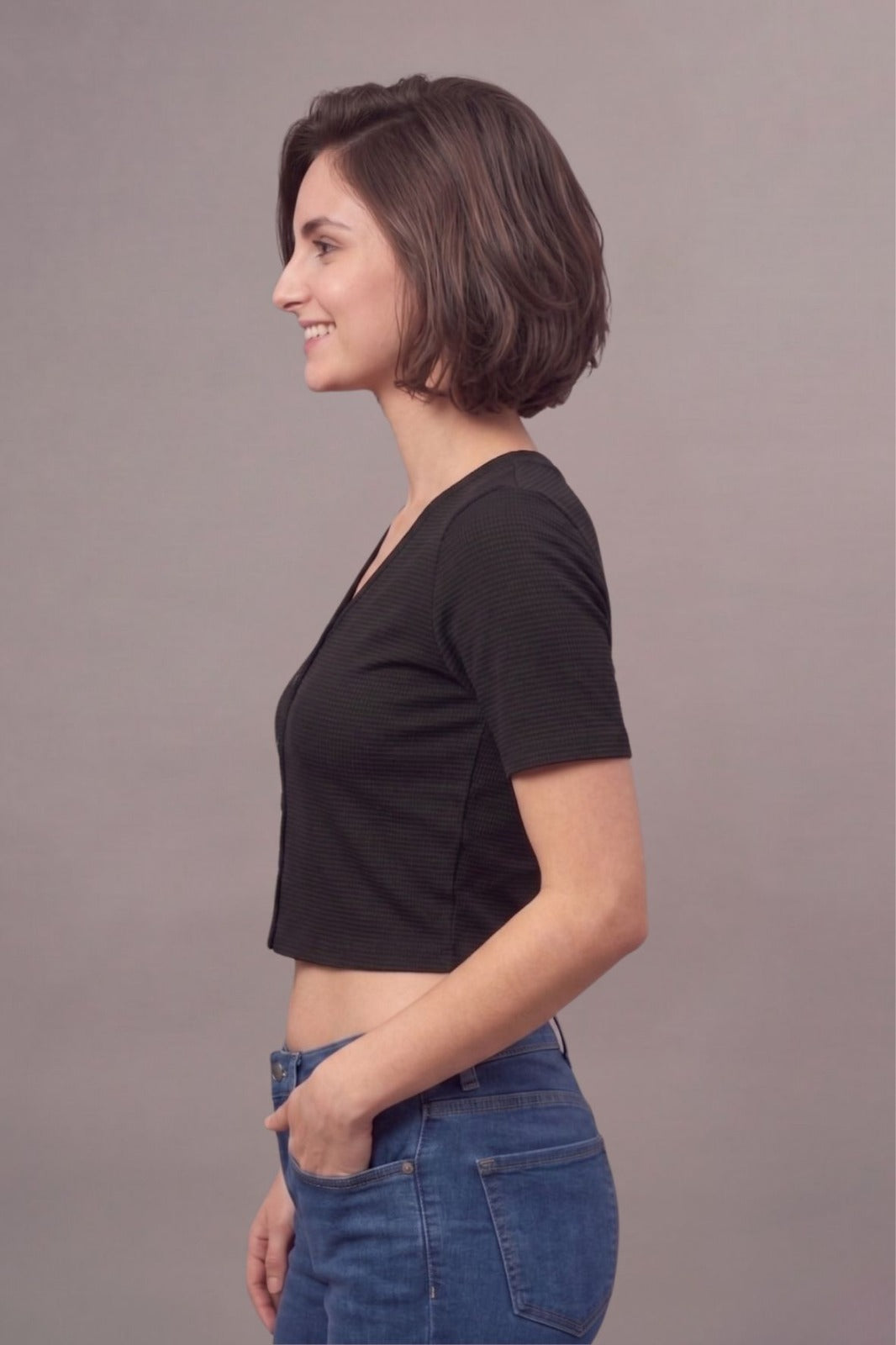 Black Fukuro Crop Top for Women