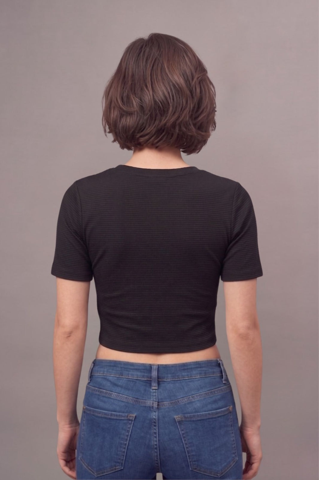 Black Fukuro Crop Top for Women