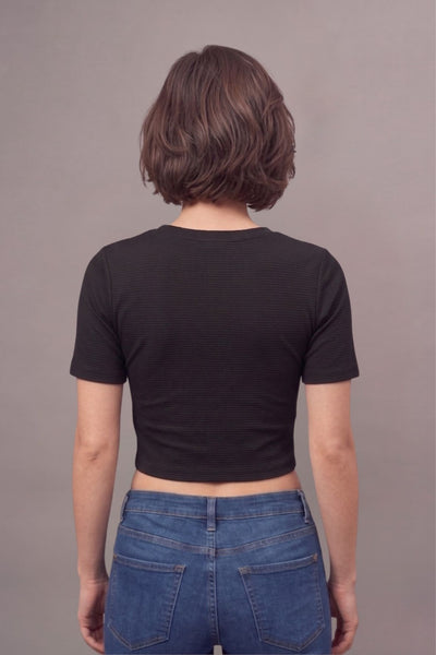 Black Fukuro Crop Top for Women