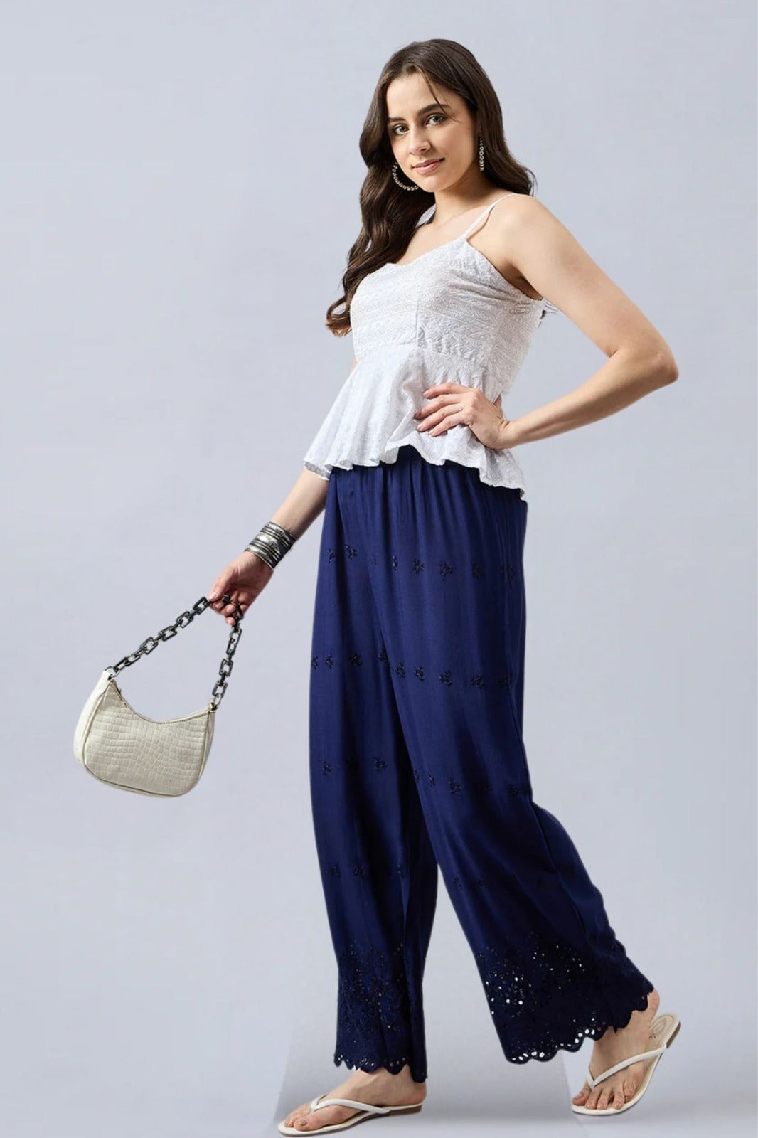 Navy Blue Chikankari Palazzo