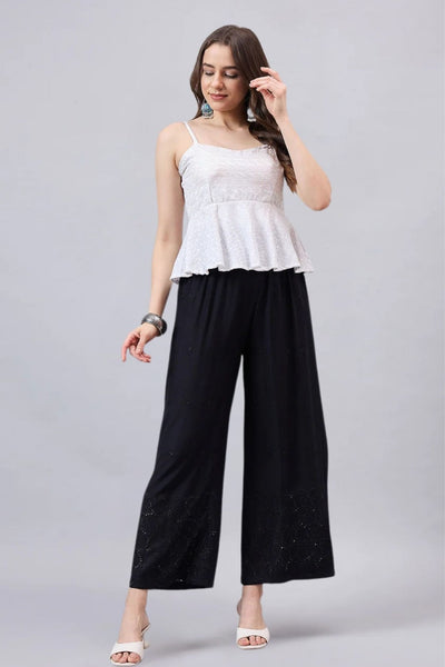 Black Chikankari Palazzos