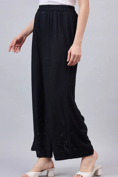 Black Chikankari Palazzos