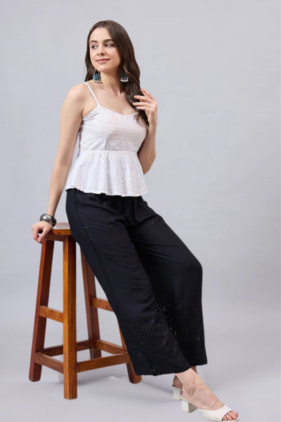 Black Chikankari Palazzos