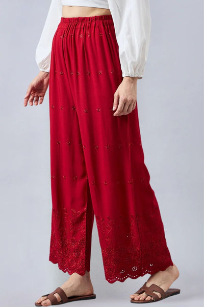Maroon Chikankari Palazzo