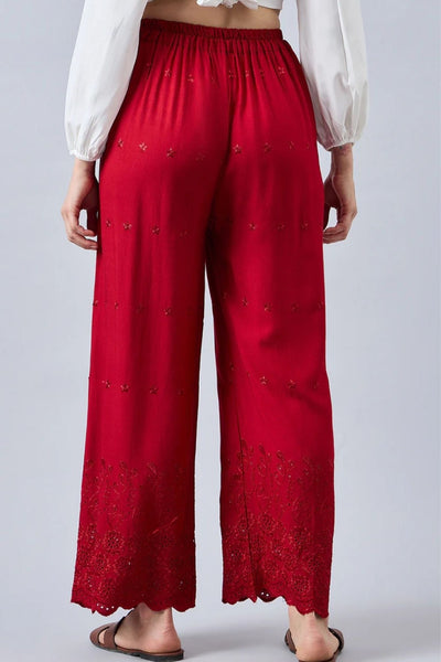 Maroon Chikankari Palazzo