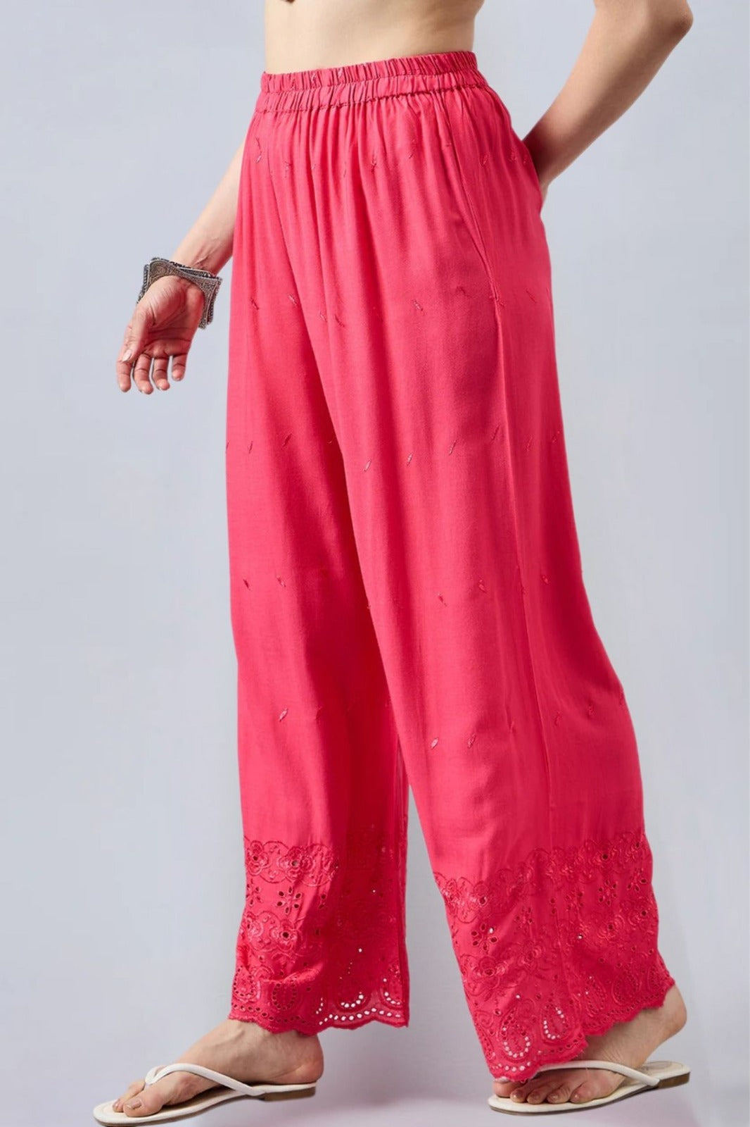 Peach Chikankari Palazzo