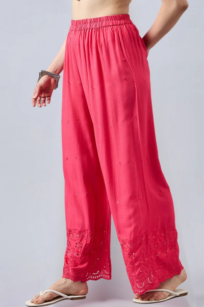 Peach Chikankari Palazzo