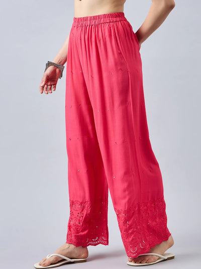 Peach Chikankari Palazzo