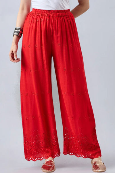 Red Chikankari Palazzo