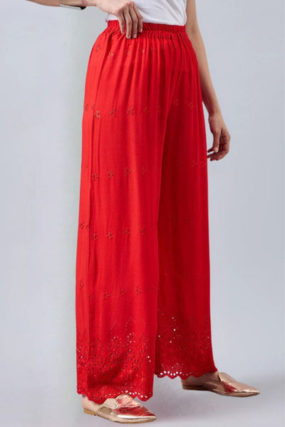 Red Chikankari Palazzo