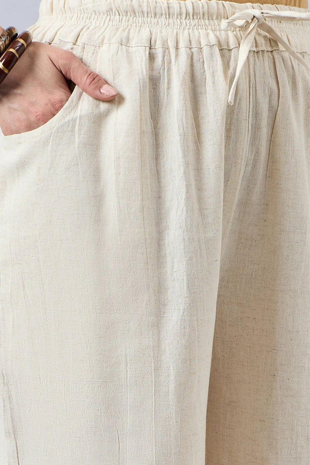Cotton Palazzo With Black Lace Detailing