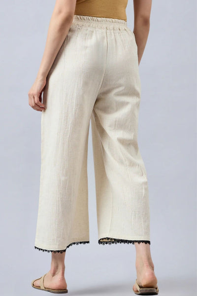 Cotton Palazzo With Black Lace Detailing