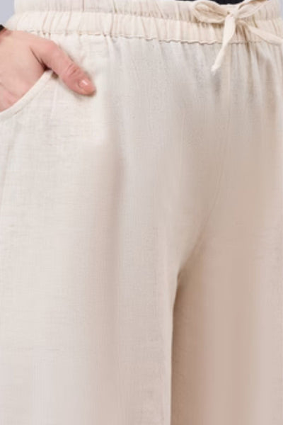 Cotton Palazzo With Dark Green Lace Detailing