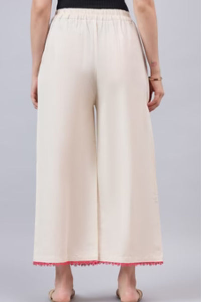 Cotton Palazzo With Pink Lace Detailing
