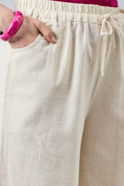 Cotton Palazzo With Rani Pink Lace Detailing