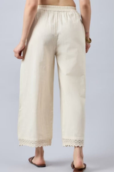 Cotton Palazzo With Lace Detailing